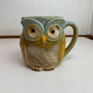 Heavy Duty Textured Owl Mug 16 oz. Earth Tones